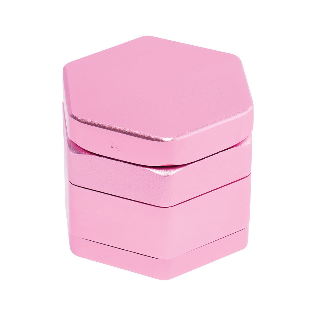 55mm Pink Hexagon 1-Click Magnetic Grinder by Green Flower - Wholesale