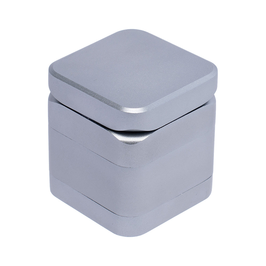55mm Silver Square 1-Click Magnetic Grinder by Green Flower - Wholesale