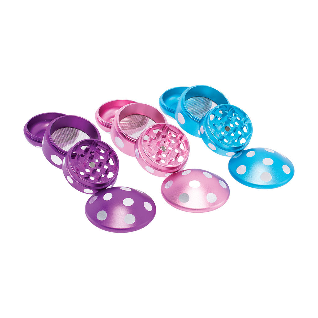 6ct Mushroom Aluminium Grinder Wholesale | Green Flower