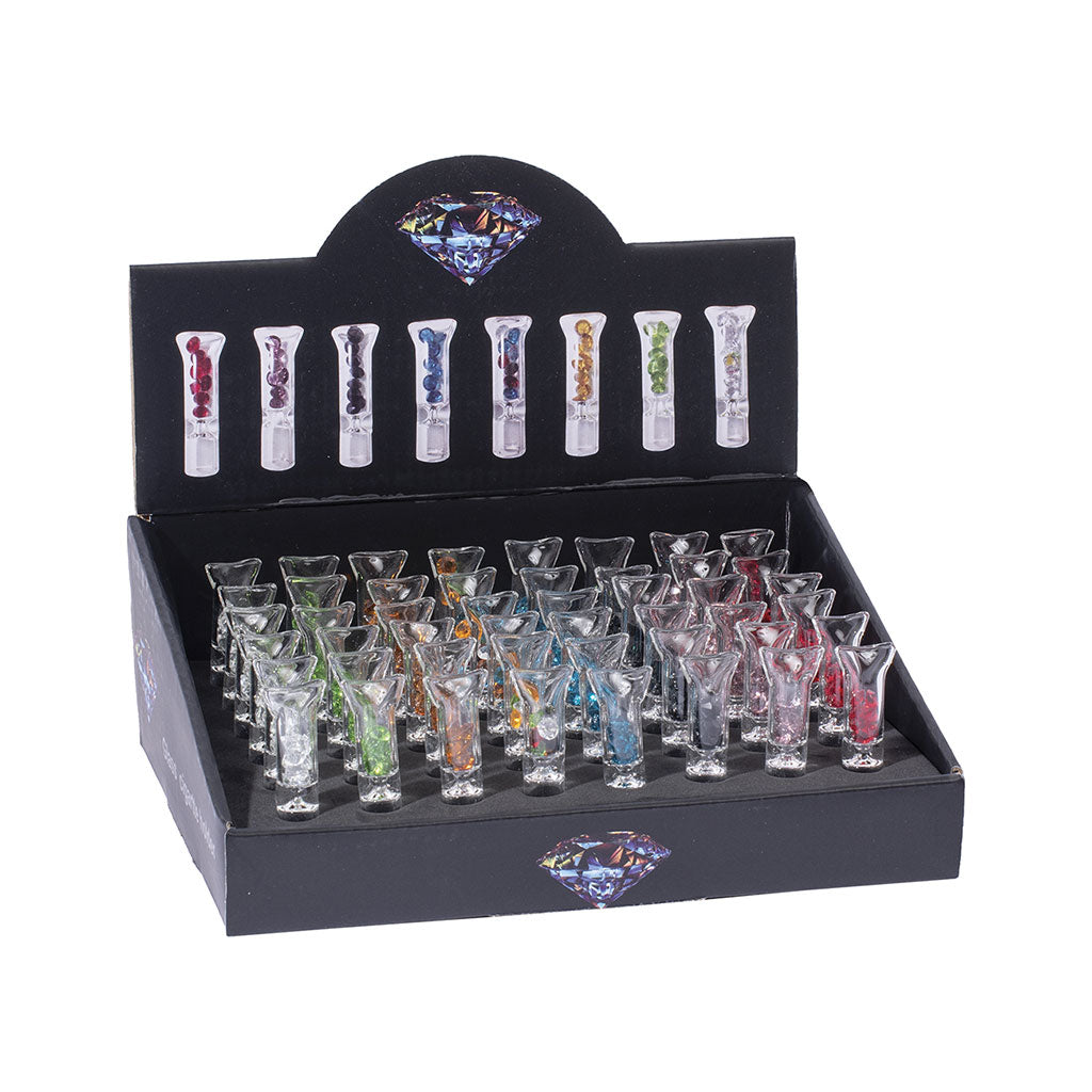 48ct. Clear Glass Tip With Stone Wholesale | Green Flower