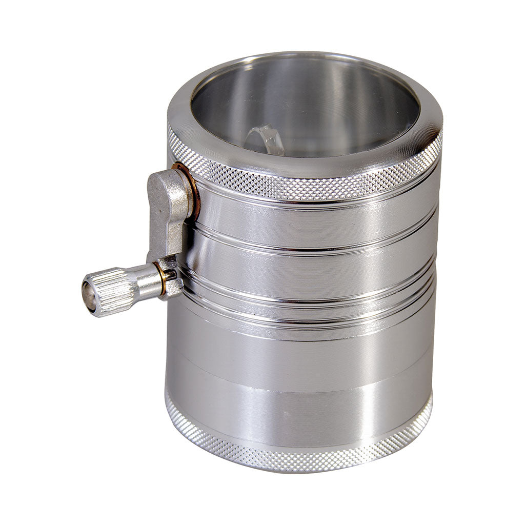 Silver 4 Part Side Handle Grinder 63mm by Green Flower - Wholesale
