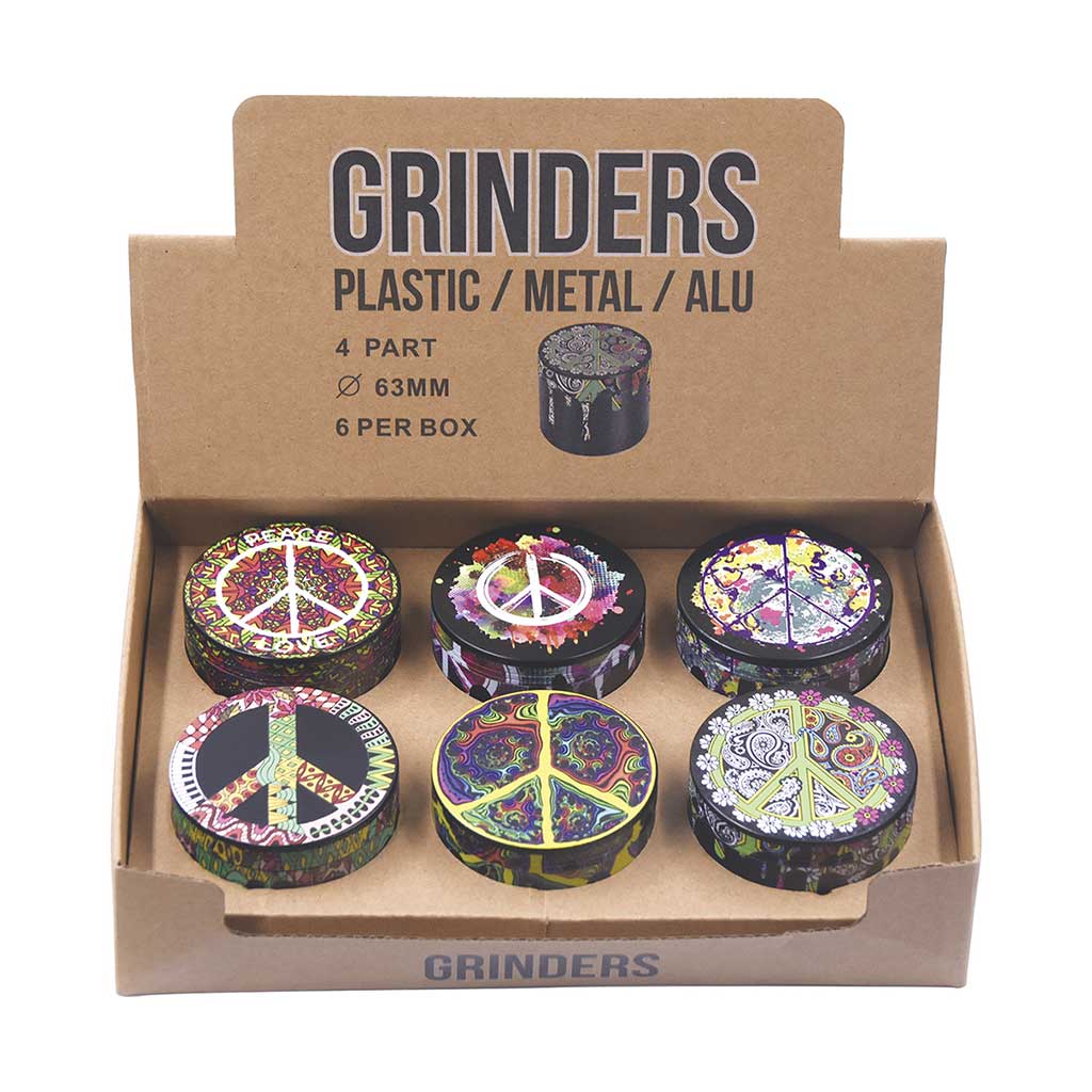 6ct. 63mm Peace Design Grinder by Green Flower - Wholesale