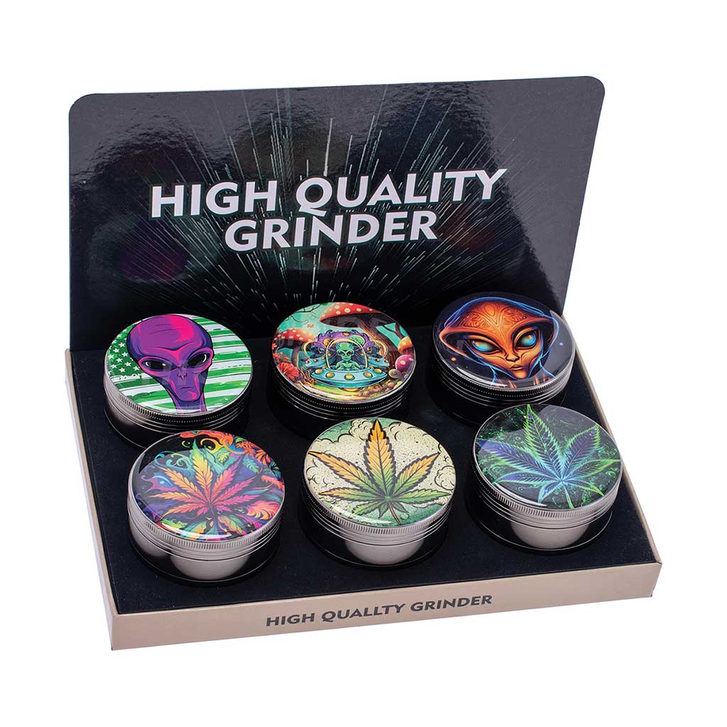 6ct. 63mm Leaf Alien Grinder Wholesale | Green Flower