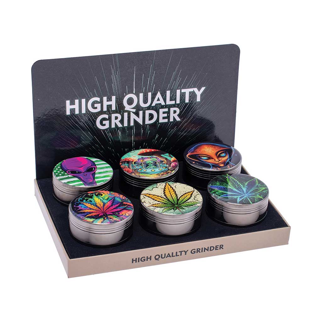 6ct. 63mm Leaf Alien Grinder by Green Flower - Wholesale