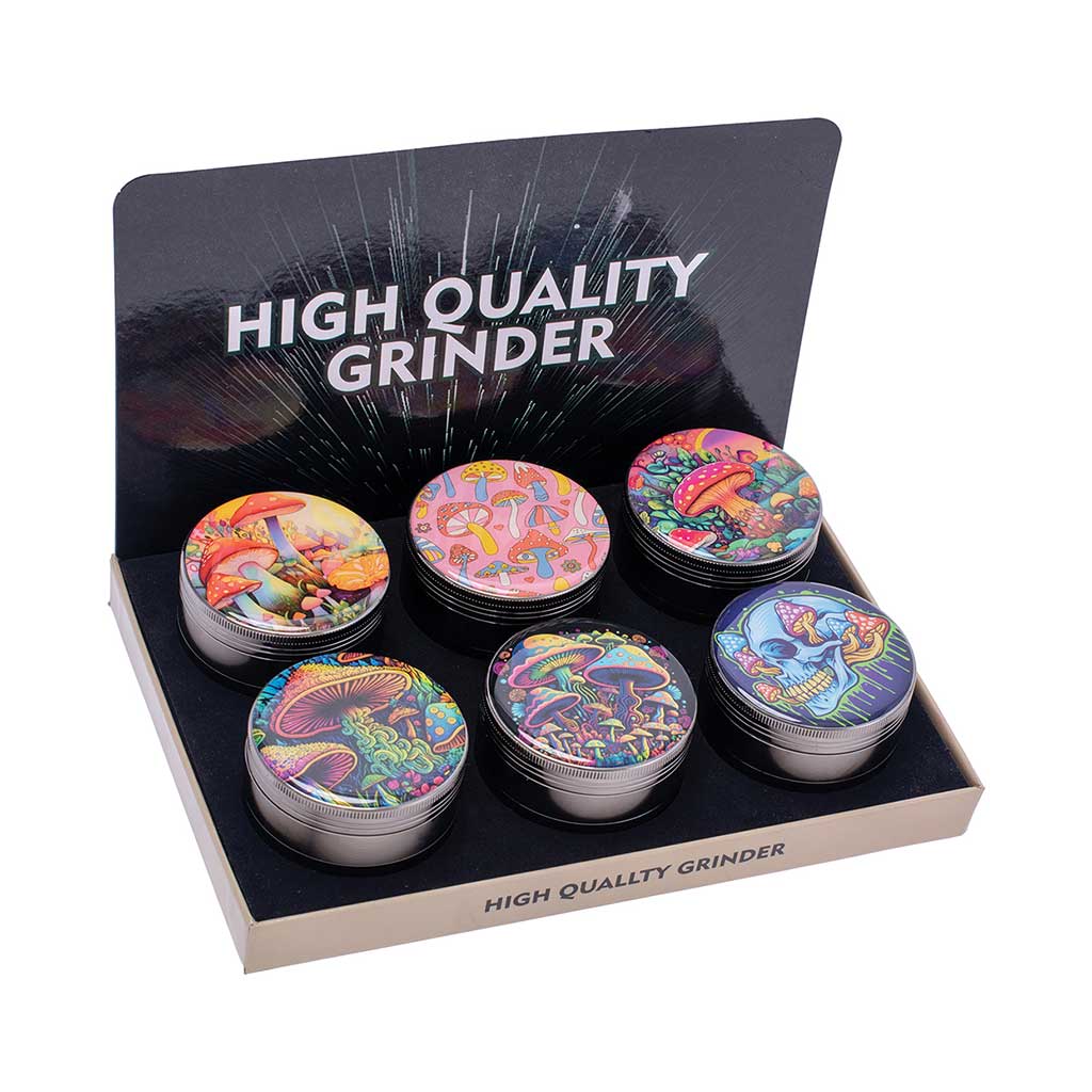 6ct. 63mm Mushroom Grinder Wholesale | Green Flower | Smoke & Vape Wholesale