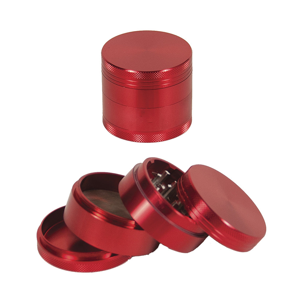 4 Part 2.25" Red Aluminum Grinder by Green Flower - Wholesale