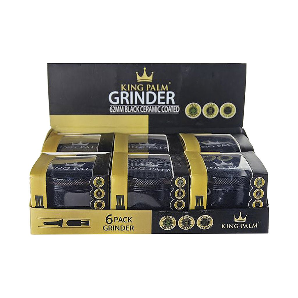 6ct. King Palm Ceramic Coated Grinder - Black Wholesale