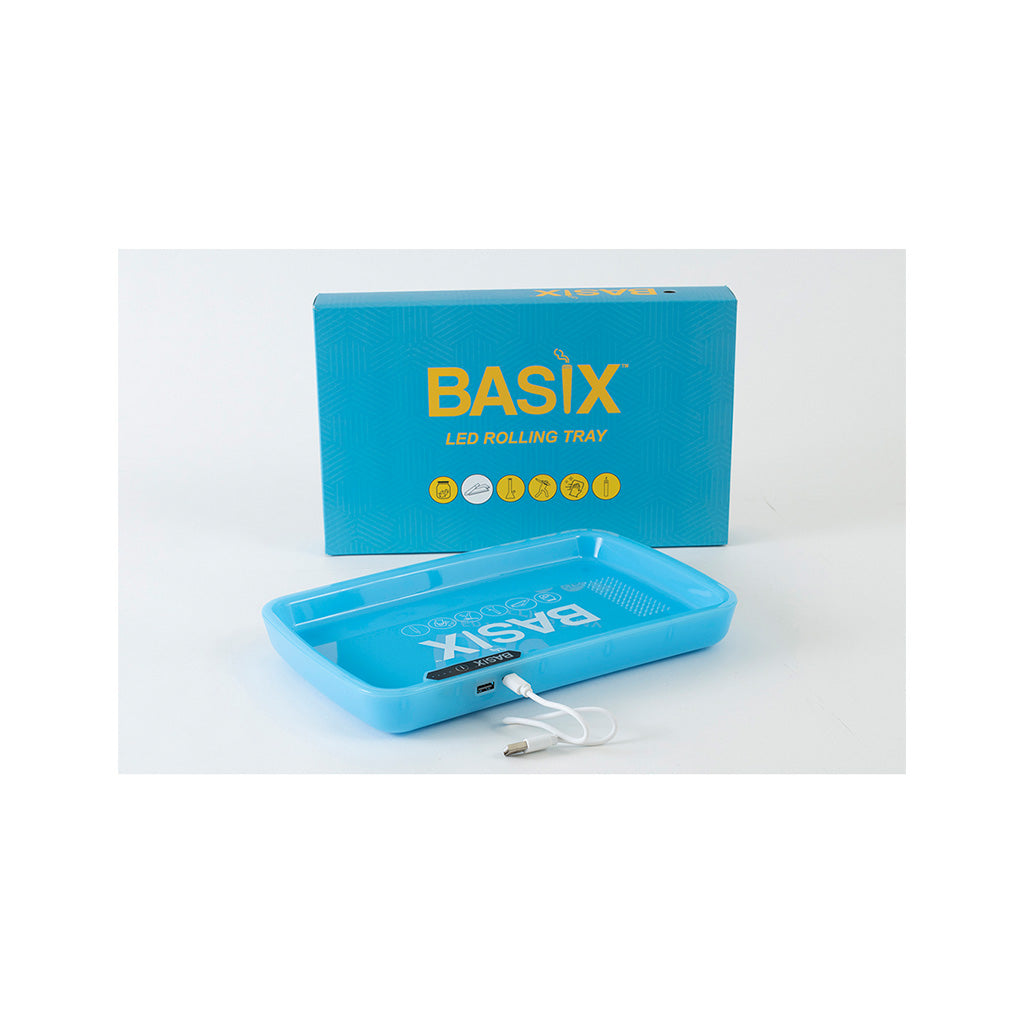 Basix Blue LED Rolling Tray Wholesale | KushRX | Smoke & Vape Wholesale