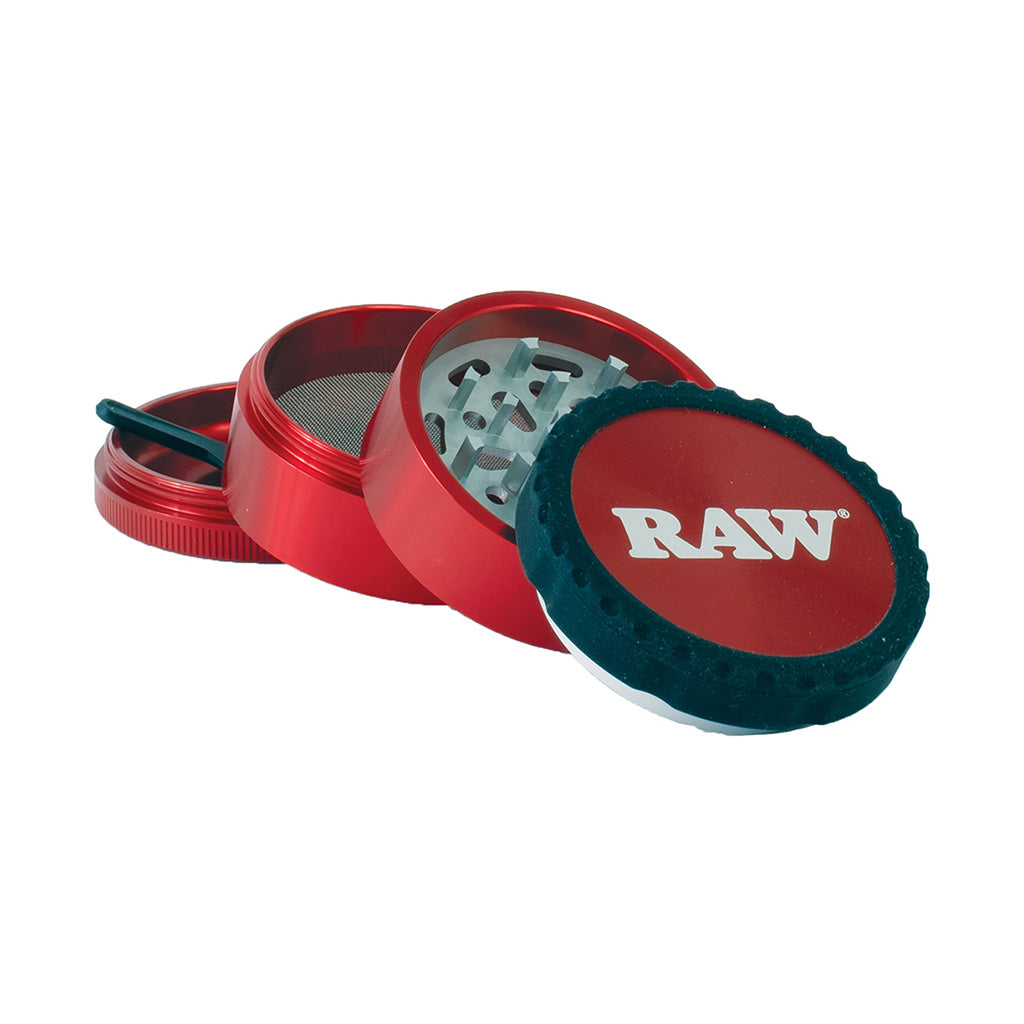Red Raw Life 4- Piece Grinder. Wholesale | Raw | Smoke & Vape Wholesale
