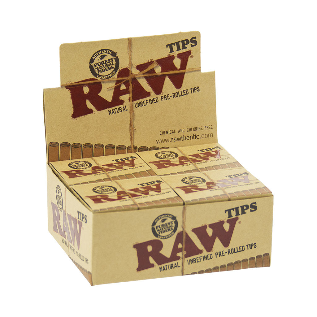 20ct. Raw Unrefined Pre- Rolled Tips by Raw - Wholesale