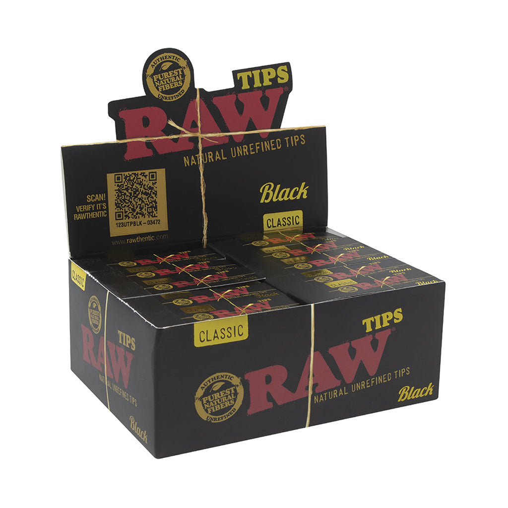 50ct. RAW Black Rolling Tips by Raw - Wholesale