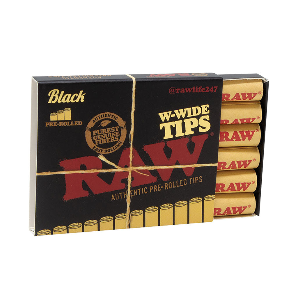 20ct. Raw Black Unrefined Pre-Rolled Tips by RAW - Wholesale