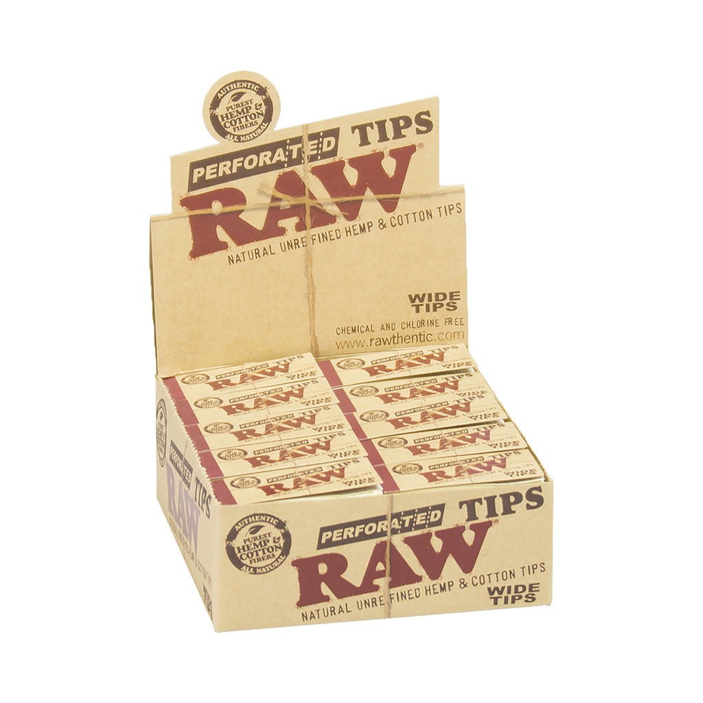 50ct. Raw Wide Tips Perforated Hemp Cotton by Raw - Wholesale