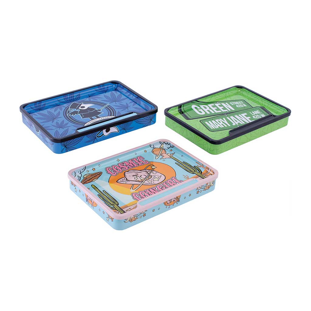 6ct 8in Tin Stash Box & Rolling Tray - Trendy Wholesale | Fujima