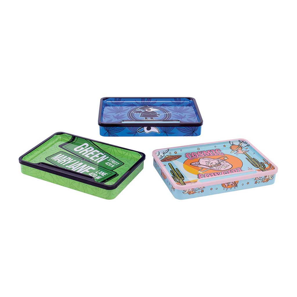 6ct 8in Tin Stash Box & Rolling Tray - Trendy by Fujima - Wholesale