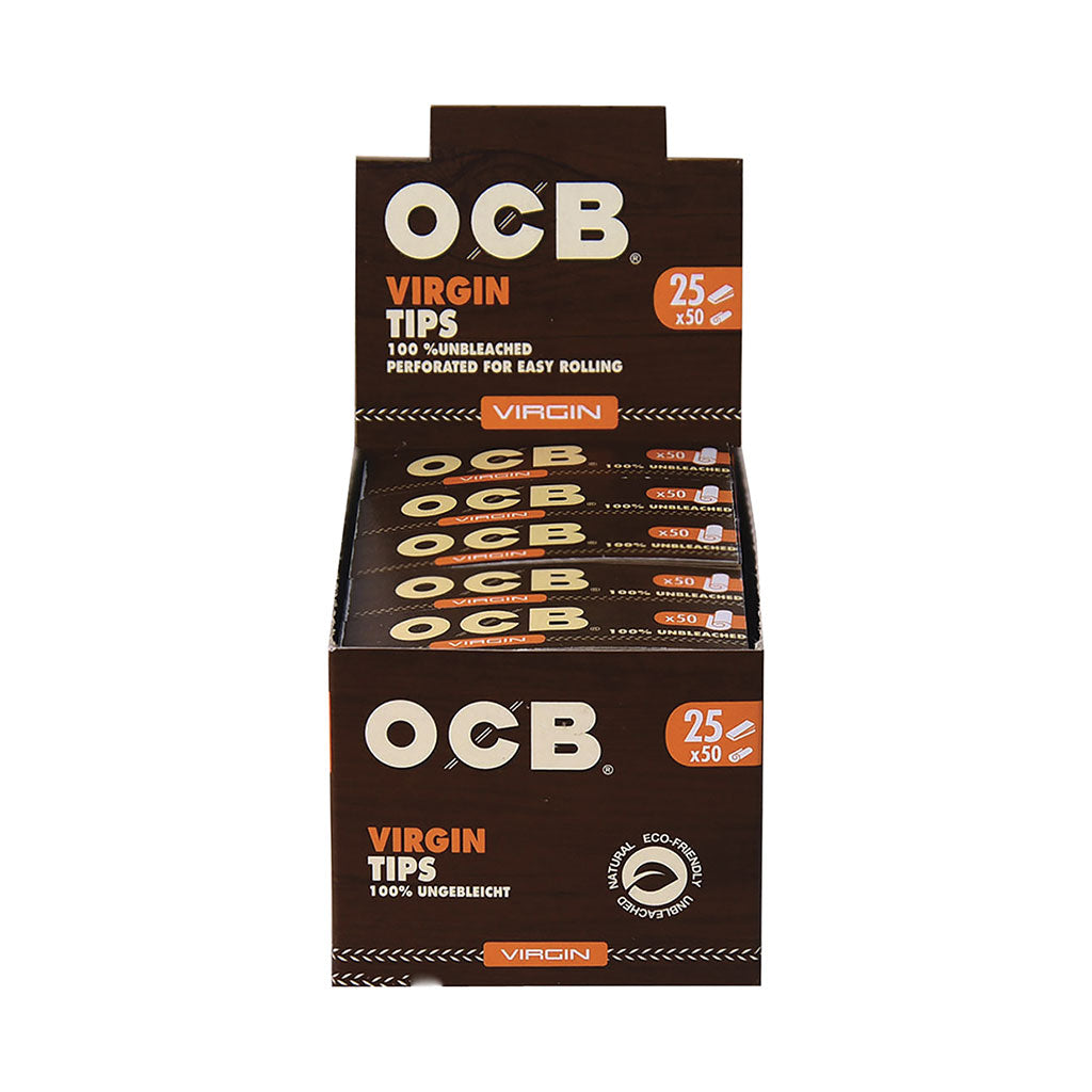 25ct. OCB Virgin Flat Paper Tips Wholesale | OCB | Smoke & Vape Wholesale