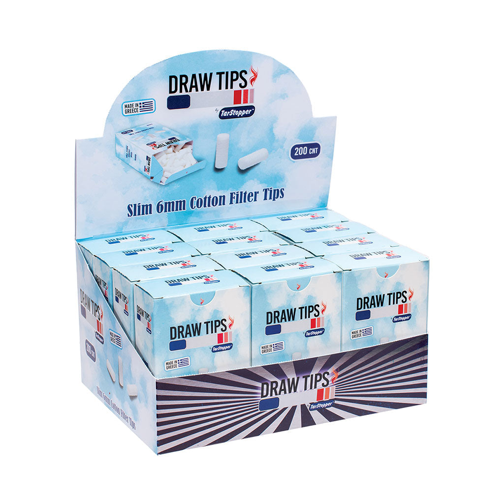 12ct. 200pcs Cotton Slim 6mm Filter Tips - by Tar Stopp Wholesale