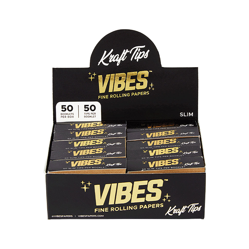 50ct Vibes Slim Tips Unbleached by Green Flower - Wholesale
