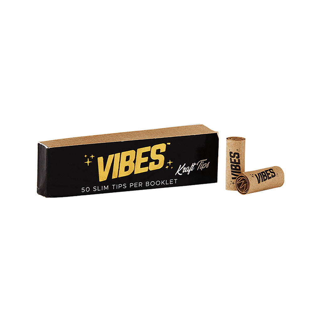 50ct Vibes Slim Tips Unbleached Wholesale | Green Flower