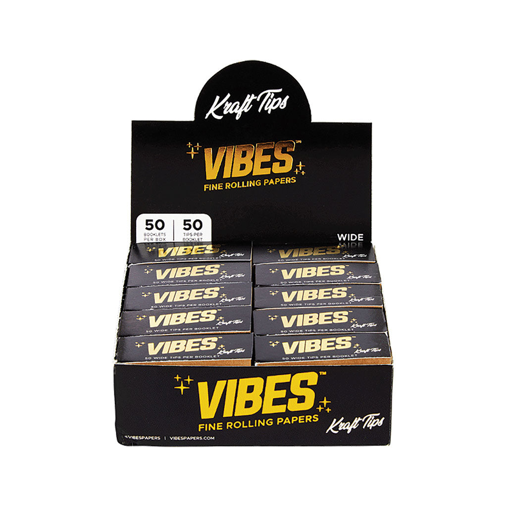 50ct Vibes Wide Tips Unbleached by Green Flower - Wholesale
