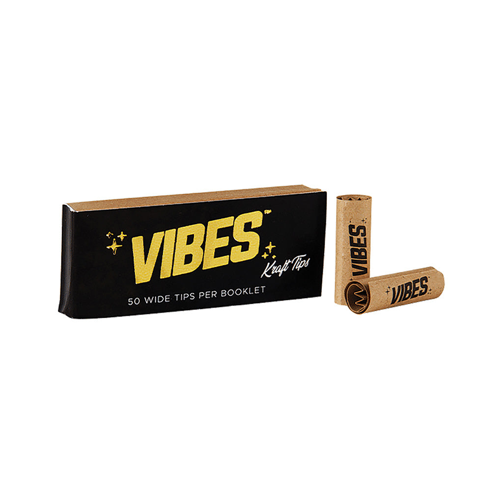 50ct Vibes Wide Tips Unbleached Wholesale | Green Flower