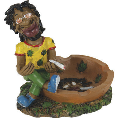 Jamaican Poly Resin Ashtray With a Relaxed Smoker Figurine by Connection Store - Old HBH Wholesale - Wholesale