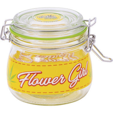 500Ml Glass Jars Yellow Flower Girl by Connection Store - Old HBH Wholesale - Wholesale