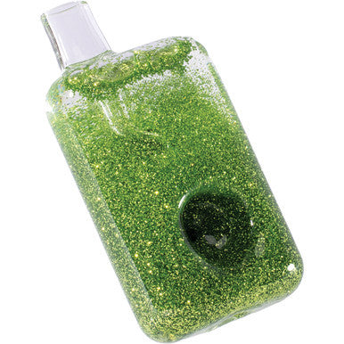 4in Light Green Liquid Glitter Square Hand Pipe by Connection Store - Old HBH Wholesale - Wholesale